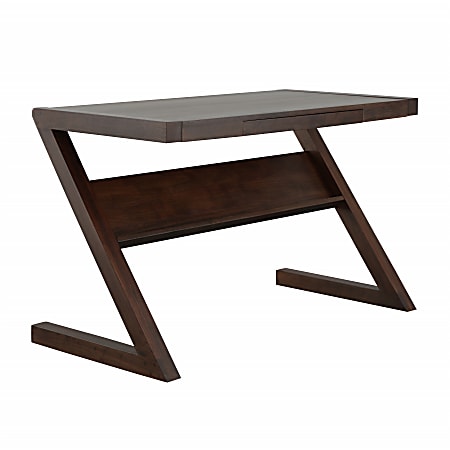 Coast to Coast Caleb Transitional Solid Acacia Wood 48"W Rectangle 1-Drawer Writing Desk, Zag Vinegar Brown