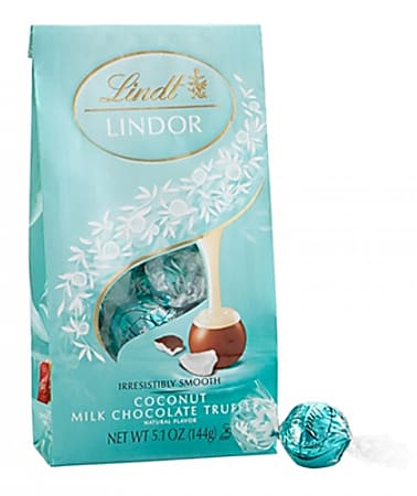 Lindor Milk Chocolate Coconut Truffles, 5.1 Oz, Case Of 3 Bags