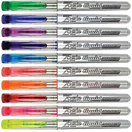 Zebra® Pen Zazzle Brights All-Purpose Highlighters, Pack Of 10, Chisel Point, Assorted Colors