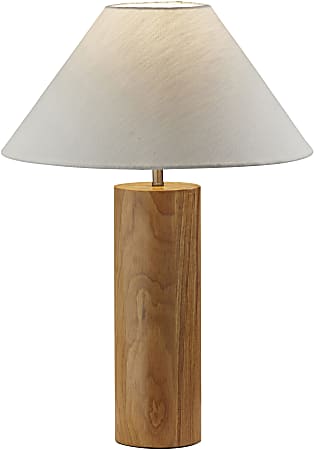 Adesso® Martin Table Lamp, 25-1/2&quot;H, White Shade/Natural Oak
