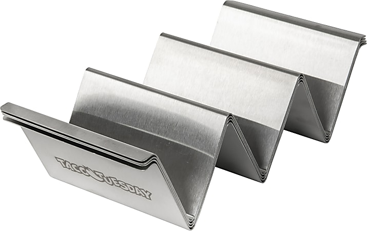 Taco Tuesday Stainless Steel 4-Piece Taco Holder Set, Silver