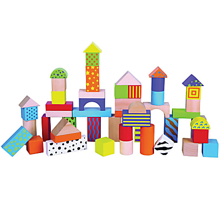 The Original Toy Company Wooden Blocks Building Set, 50 Pieces