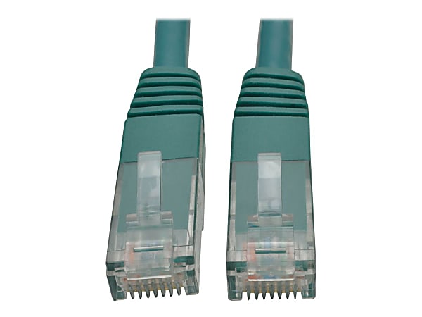 Tripp Lite Cat6 Cat5e Gigabit Molded Patch Cable RJ45 M/M 550MHz Green 12ft - 128 MB/s - Patch Cable - 12 ft - 1 x RJ-45 Male Network - 1 x RJ-45 Male Network - Gold Plated Contact - Green