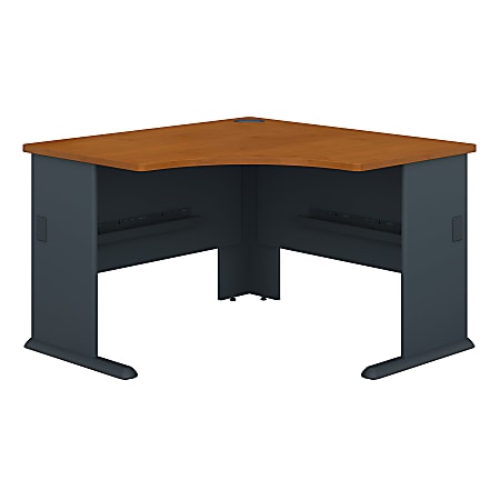 Bush Business Furniture Office Advantage Corner Desk 48"W, Natural Cherry/Slate, Premium Installation