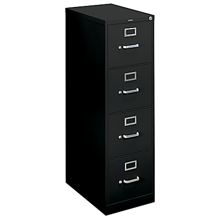 basyx by HON® 410-Series 4-Drawer Steel Vertical Letter File, 48" 1/2H x 15"W x 22"D, Black