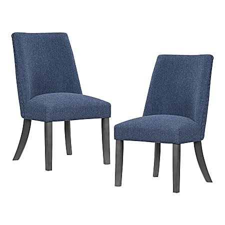Office Star Evelina Fabric/Wood Dining Chairs, 37-3/4”H x 21”W x 26”D, Sanchez Atlantic, Pack Of 2 Chairs