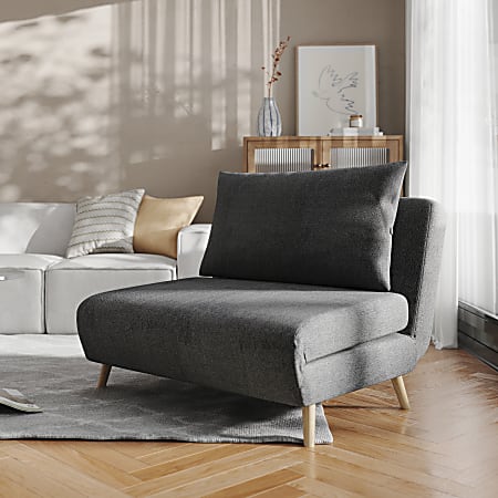 Flash Furniture Shaw Convertible Tri-Fold Fabric Sleeper Guest Chair, Dark Gray