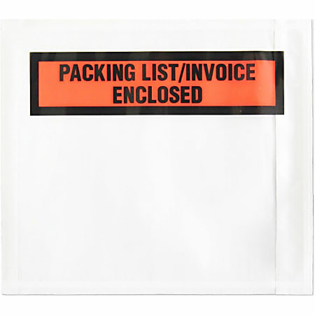 Sparco Pre-Labeled Waterproof Packing Envelopes - Packing List - 4 1/2"x 5 1/2" - Self-adhesive Seal - 41926