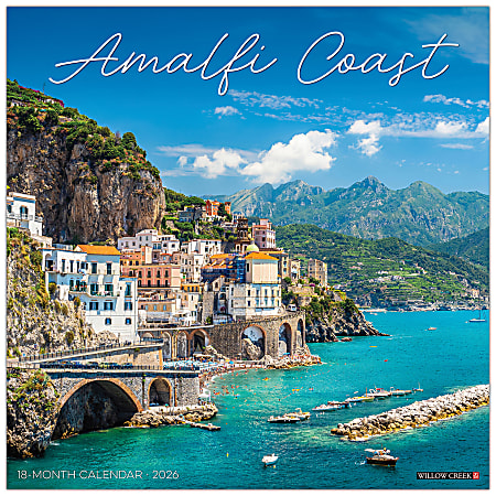 2026 Willow Creek Press Scenic Monthly Wall Calendar, 12" x 12", Amalfi Coast, January To December, 55656