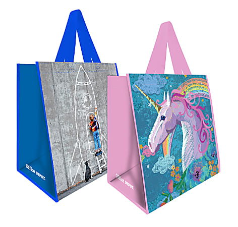Office Depot® Brand Reusable Polypropylene Shopping Bag, 13 1/2"H x 15"W x 9 1/4"D, Assorted Colors