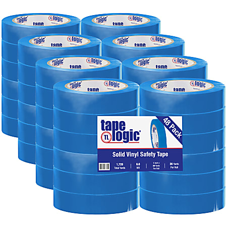 BOX Packaging Solid Vinyl Safety Tape, 3" Core, 1" x 36 Yd., Blue, Case Of 48
