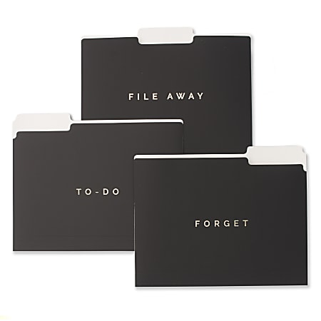 Gartner™ Studios To-Do Soft-Touch File Folders, Letter Size, 8-3/4" x 11-3/4", Black/Gold, Pack Of 6 Folders