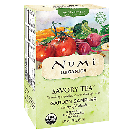 Numi® Organic Savory Decaffeinated Tea™, Garden Sampler, Box Of 12