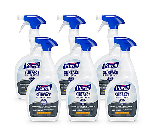 PURELL Professional Surface Disinfectant Spray, Citrus Scent, 32 fl oz Capped Bottle with Spray Trigger in Pack (Pack of 6) - 3342-06