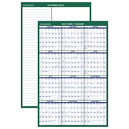 AT-A-GLANCE® Vertical Erasable Wall Calendar, 24" x 36", January to December 2019