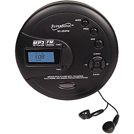 Supersonic SC-253FM CD/MP3 Player - Black - FM Tuner - Bluetooth - MP3, CD-DA