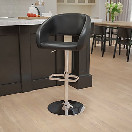 Flash Furniture Contemporary Adjustable Bar Stool Black Office Depot