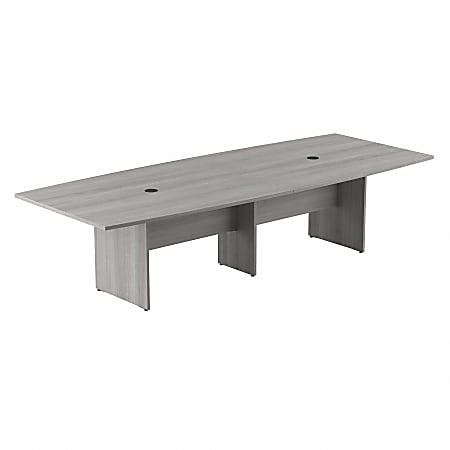 Bush Business Furniture 120"W x 48"D Boat-Shaped Conference Table With Wood Base, Platinum Gray, Standard Delivery