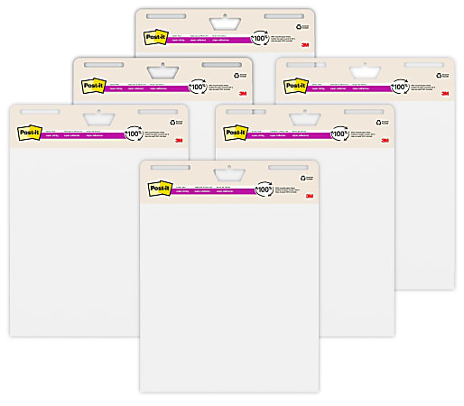 Post-it Super Sticky Easel Pads, 25" x 30", 30% Recycled, White, Pack Of 6 Pads