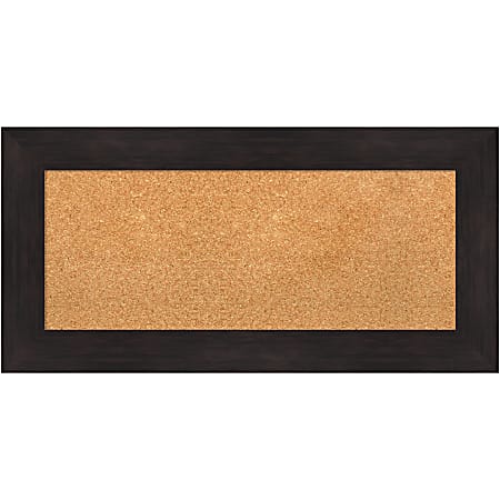 Amanti Art Rectangular Non-Magnetic Cork Bulletin Board, Natural, 36” x 18”, Furniture Espresso Plastic Frame