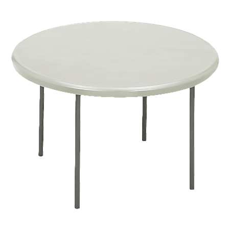 Iceberg Indestruct-Table Too Round Folding Table, 29"H x 48"D, Platinum/Gray