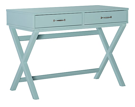 Linon Frances 42"W Desk With 2 Drawers, Turquoise