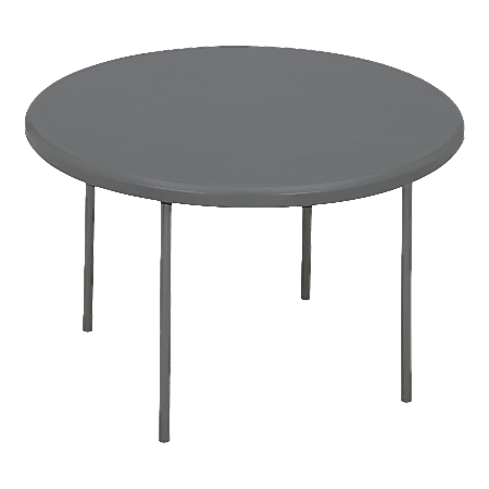 Iceberg Indestruct-Table Too Round Folding Table, 29"H x 48"D, Charcoal/Gray