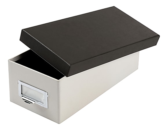 Oxford® Index Card Storage Box, 3" x 5", Marble White/Black