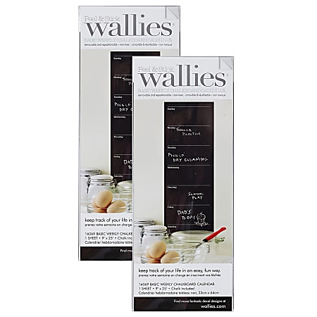 Wallies Basic Weekly Chalk Calendars, 9" x 25", Black, Pack Of 2 Calendars