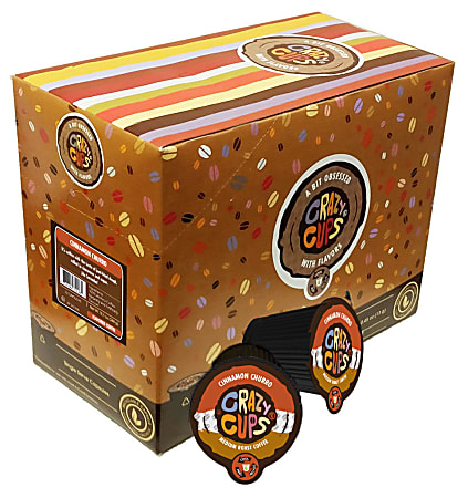 Crazy Cups Coffee Pods, Cinnamon Churro, 0.46 Oz, Pack Of 22