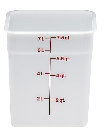 Cambro Poly CamSquare Food Storage Containers, 8 Qt, White, Pack Of 6 Containers