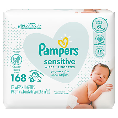 Pampers Sensitive Perfume-Free Baby Wipes, 168 Wipes Per