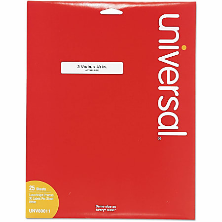 Universal File Folder Label - 21/32" Width x 3 7/16" Length - Permanent Adhesive - Rectangle - Laser - White - Paper - Self-adhesive - 30 / Sheet - 25 Total Sheets - 750 Total Label(s) - 25 / Box