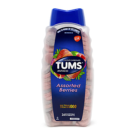 TUMS Ultra-Strength Chewable Antacid Tablets, Assorted Berry Flavors, Pack Of 265 Tablets