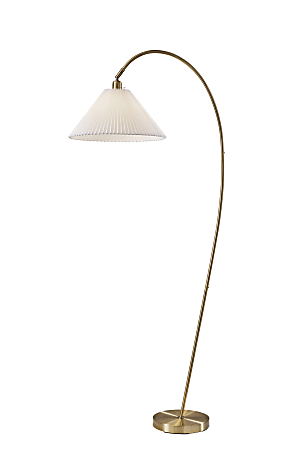 Adesso Delaney Floor Lamp, 72”H, Off-White Shade/Antique Brass Base