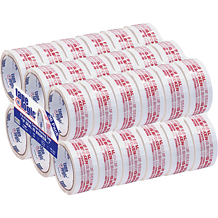 Tape Logic® If Seal Is Broken Preprinted Carton Sealing Tape, 3" Core, 2" x 55 Yd., Red/White, Case Of 36