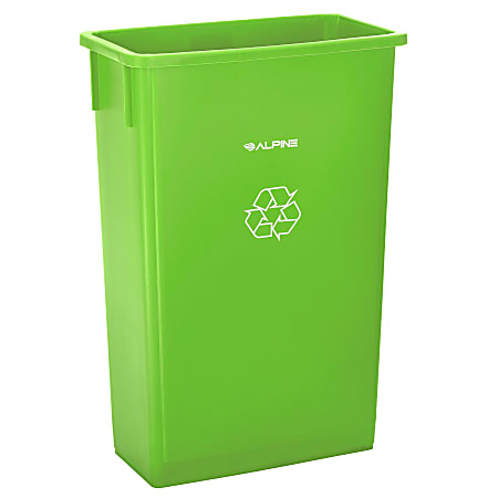 Alpine Rectangular Polypropylene Slim Trash Can, 23 Gallons, Green