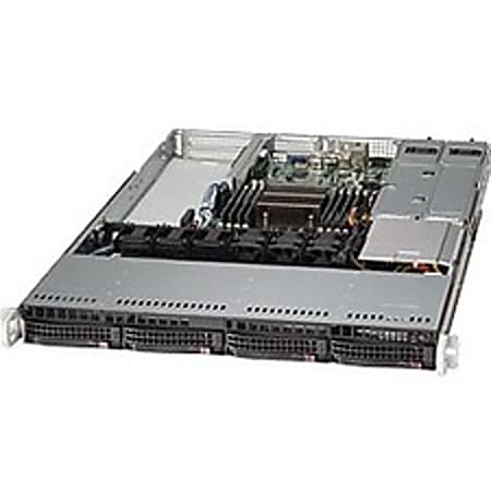 Supermicro SuperChassis 815TQ-R706WB (Black) - Rack-mountable - Black - 1U - 4 x Bay - 750 W - Power Supply Installed - EATX, WIO Motherboard Supported - 4 x Fan(s) Supported - 4 x External 3.5" Bay - 3x Slot(s)
