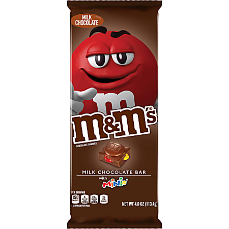 M&M's® Chocolate Bars, Milk Chocolate With M&M's Minis, 4 Oz, Case Of 12 Bars