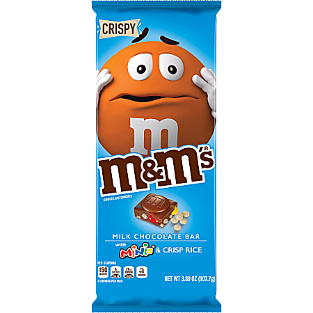 M&M's® Chocolate Bars, Milk Chocolate With M&M's Minis And Crisp Rice, 3.8 Oz, Case Of 12 Bars