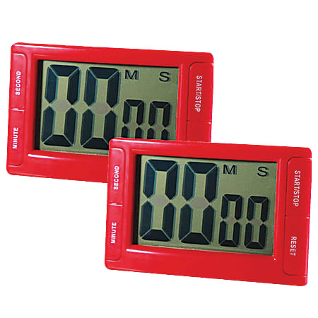 Ashley Productions Big Red Digital Timer 3.75" x 2.5" with Magnetic Backing and Stand, Pack of 2