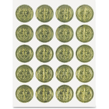 Geographics Gold Embossed Seals 2 Diameter For Certificate Note Card  Proposal Golden - Office Depot