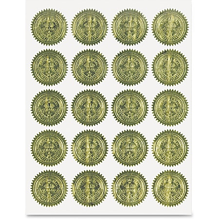Geographics Gold Embossed Seals - 2" Diameter - For Certificate, Note Card, Proposal - Golden