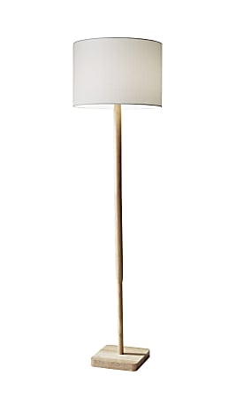Adesso® Ellis Floor Lamp, 58 1/2"H, White Shade/Natural Base
