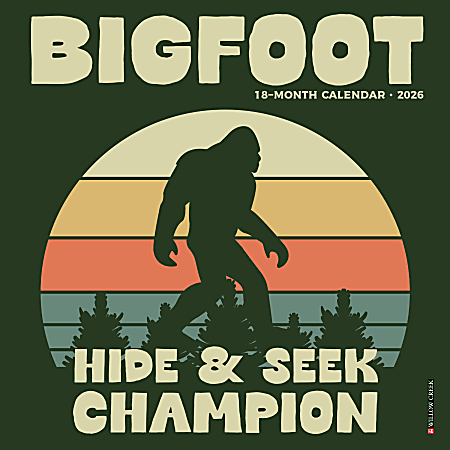 2026 Willow Creek Press Monthly Mini Wall Calendar, 7" x 7", Bigfoot, January To December, 53485