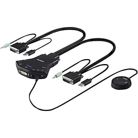 Belkin Secure Flip 2-port DVI-D KVM w/ Audio and Remote Controller - 2 Computer(s) - 1 Local User(s) - 3840 x 2160 - 2 x USB - 1 x DVI - Desktop