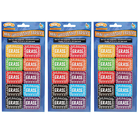 Ashley Productions Non-Magnetic Mini Whiteboard Erasers, Chalk Loop, Pack of 30