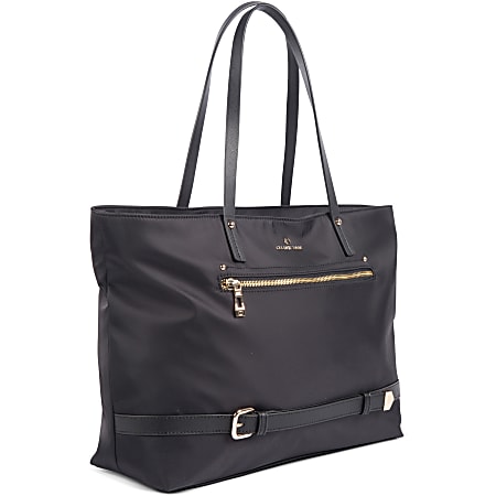 Celine Dion Carrying Case Tote Travel Essential Black Gold Scuff Resistant Bottom Scratch Resistant Bottom Nylon Metal Feet Shoulder Strap 11 Height x 17.5 Width x 4.3 Depth 1 Pack Office Depot