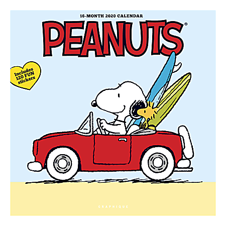 Graphique de France Monthly Wall Calendar, 12" x 12", FSC® Certified, Peanuts, January to December 2020