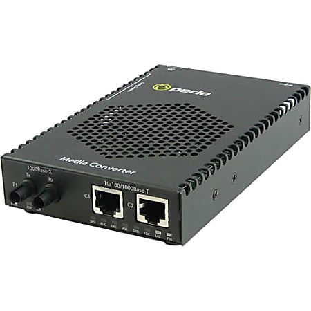 Perle S-1110DPP-S1SC10U Media Converter - 2x PoE+ (RJ-45) Ports - 2 x SC Ports - 10/100/1000Base-T, 1000Base-BX-U - 6.21 Mile - Rail-mountable, Rack-mountable